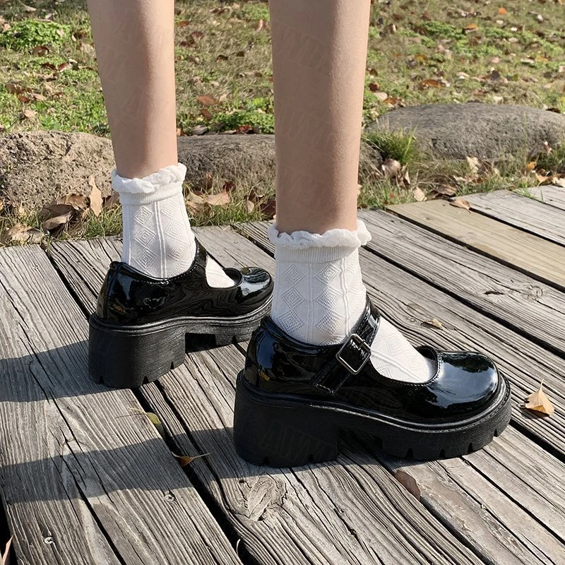 Lolita-zapatos de estilo japonés zapatos Mary Jane mujer, Sandalias de tacón alto poco profundos Vintage, sandalias gruesas de plataforma para Cosplay