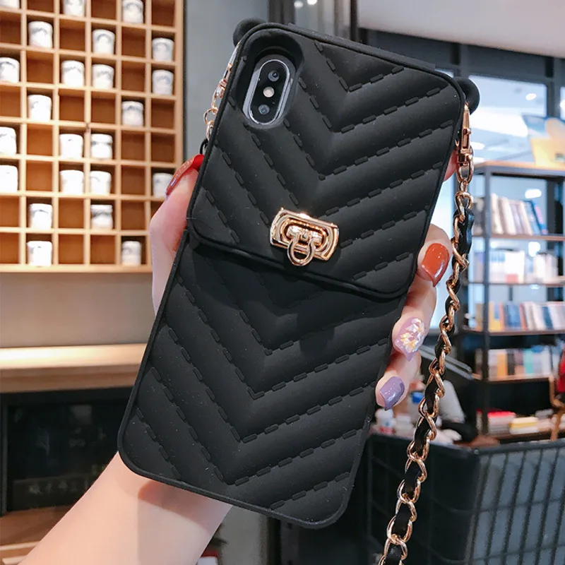 Luxury Wallet Bag Phone Case For Iphone 13 12 Mini 11 Pro Xr Xs Max 6 7 8 Plus Silicone Card Pocket Strap Cover With Lanyard Mobile Phone Cases Covers Aliexpress