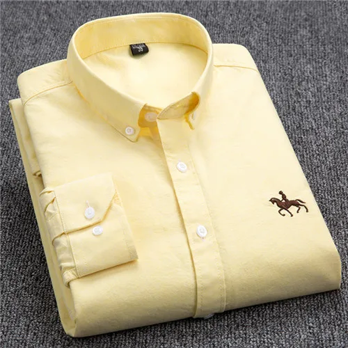 S- 6XL Oxford Shirts For Mens Long Sleeve Cotton Casual Dress Shirts Male Solid Plaid Chest Pocket Regular-Fit Man Social Shirt GN1906