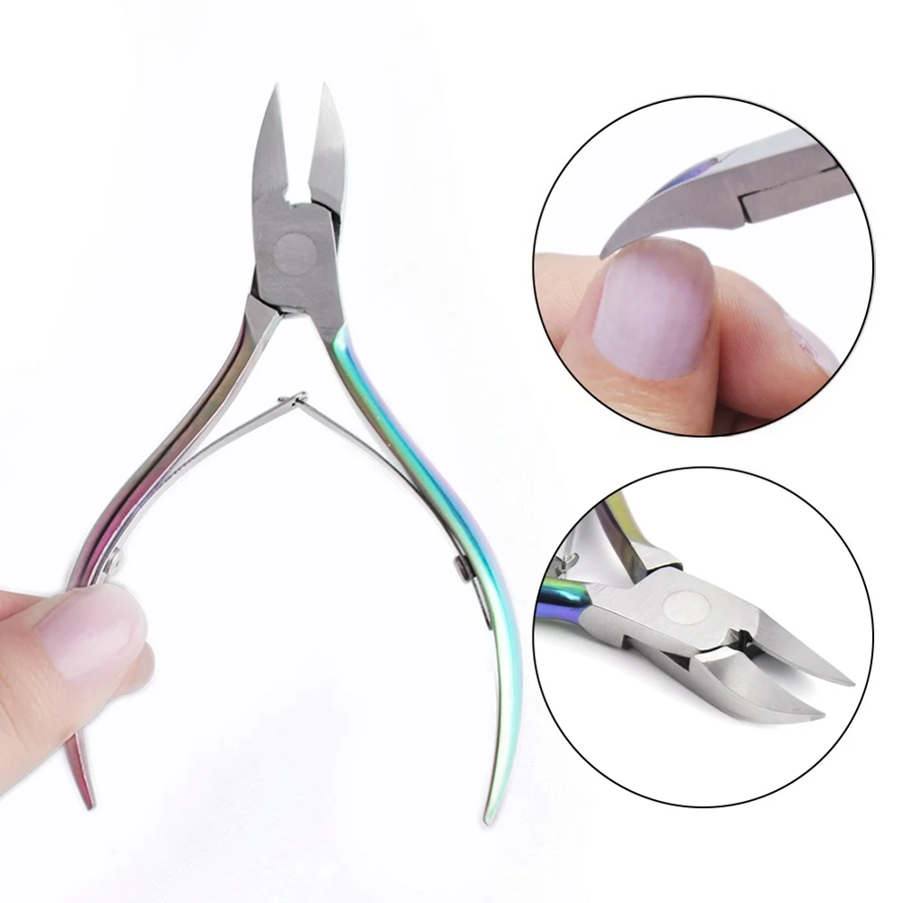 Biutee 2 Style Nail Nipper Cutters Rainbow Tweezer Clipper Stainless Steel Nail Clipper Dead Skin Remover Edge Cutter Nail Tool