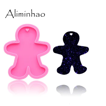 

DY0187 Shiny Christmas gingerbread man shapes Silicone Molds DIY epoxy mould silicon Resin Crafting molds for keychains Mold