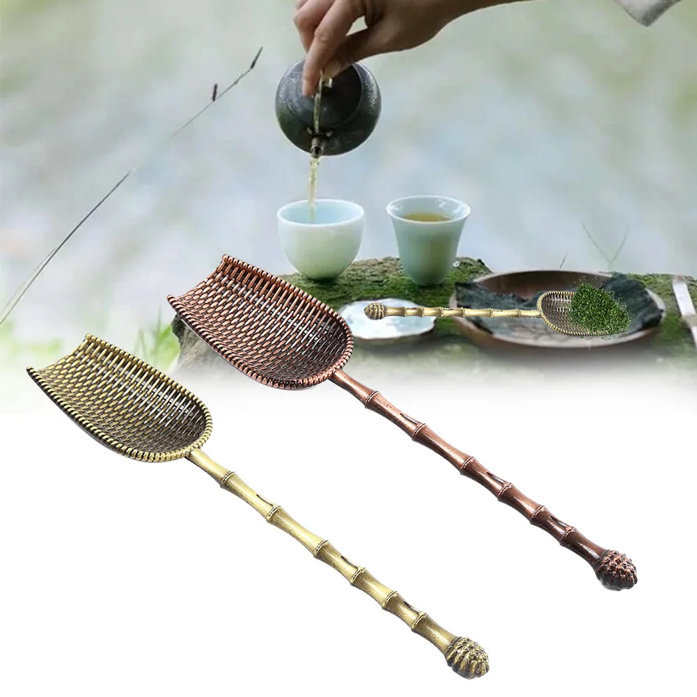 Домашняя чайная ложка, подарок, Ретро стиль, традиционная форма лопаты, соль, китайский кунг-фу, листья, выбор, медная ложка, чайная посуда, аксессуары