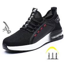 Chaussures de sécurité Anti écrasement pour hommes, baskets d'été respirantes avec embout en acier, antidérapantes et Anti perforation
