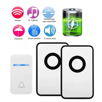

Smart Wireless Self-generating Doorbell Home Security Alarm Door Bell Kit 45 Chime US Plug