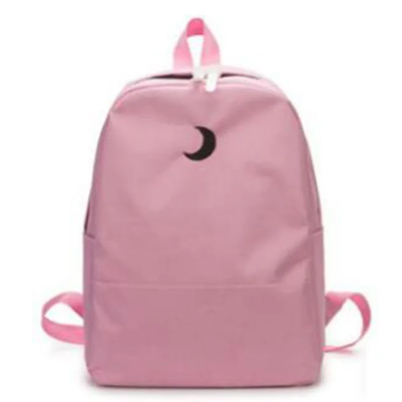 

Moon Wood Candy Color Canvas Ladies Casual Backpack Sweet Print Moon Student Backpack