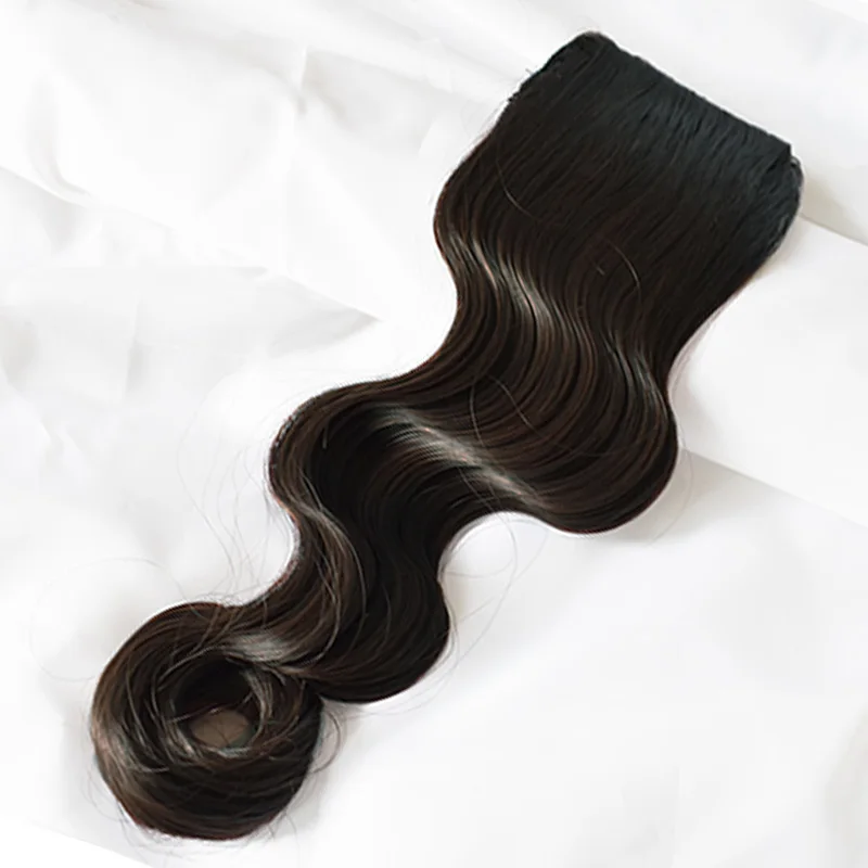Одна упаковка из 2 шт., черная волнистая пристегиваемая челка для наращивания волос с высокой температурой синтетического волокна