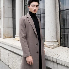 Мужской Тренч, зима, деловой Повседневный Тренч, Мужская Корейская версия, приталенное мужское длинное пальто, мягкое черное пальто для мужчин