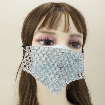

New Shiny Jewelry Facemask Party Show Rhinestone Mask for Women Men Trendy Bling Mask Halloween Maske Bulk Items for Resaler