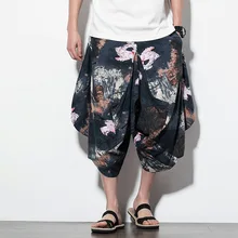 Chinese Style Summer 2019 New Men's Retro-printed Loose Seven-cent Pants Young Men's Wear Chinese Style Summer 2019 New Men's Retro-printed Loose Seven-cent Pants Young Men's Wear