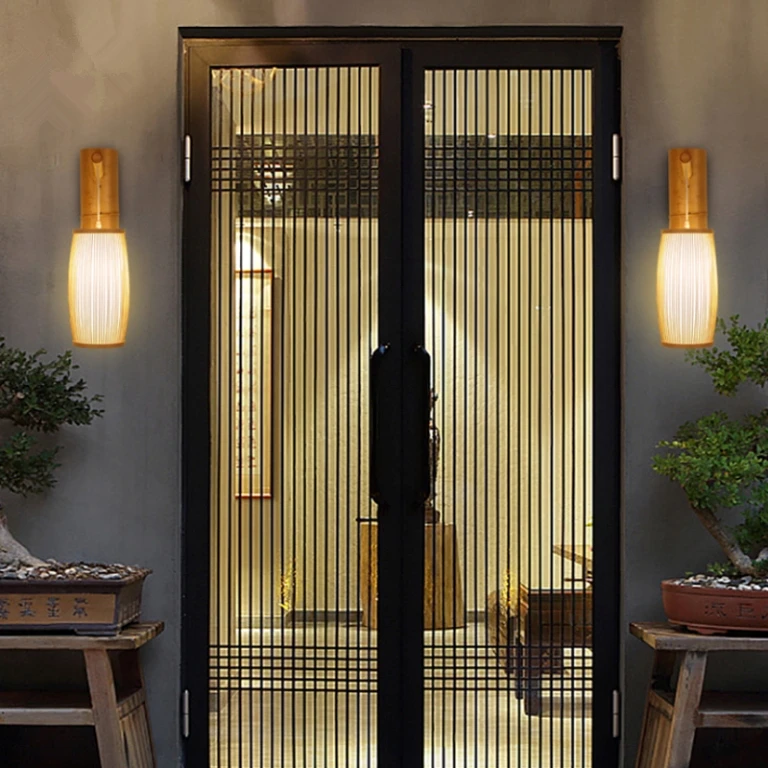 Настенный светильник из бамбука и ротанга лампа в стиле арт деко для спальни