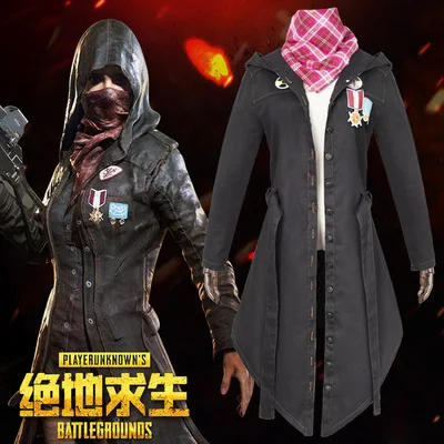 PUBG Playerunknown Battle Fields, куртка с капюшоном для косплея, Тренч, свитер на молнии, военный шарф, боевой костюм, длинный плащ