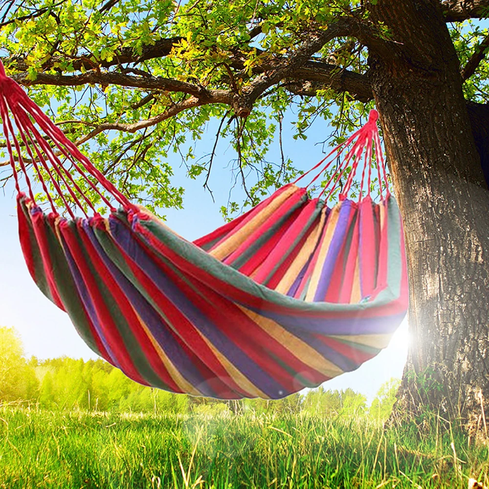 

Rainbow Outdoor Hammock Leisure Portable Travel Hammock Canvas Hammocks Ultralight Camping Hammock with Backpack