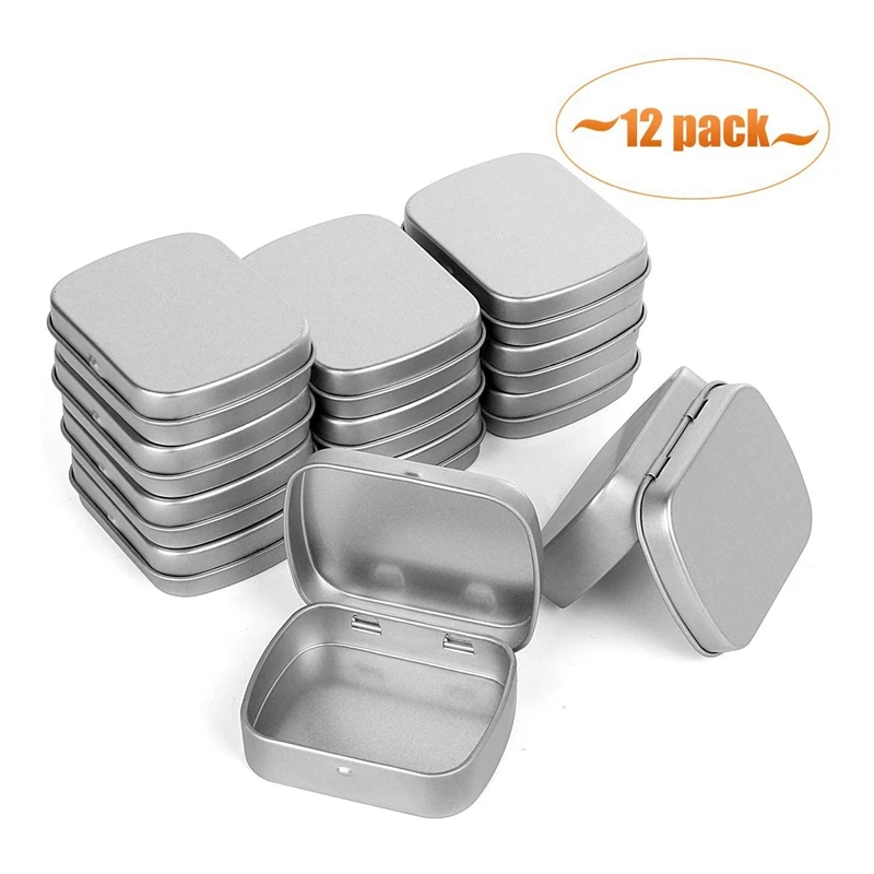 Black Earring and Jewelry Craft Pills Mini Skater Metal Hinged Lid Tin Containers Portable Small Storage Empty Box for Candies 4Pcs 