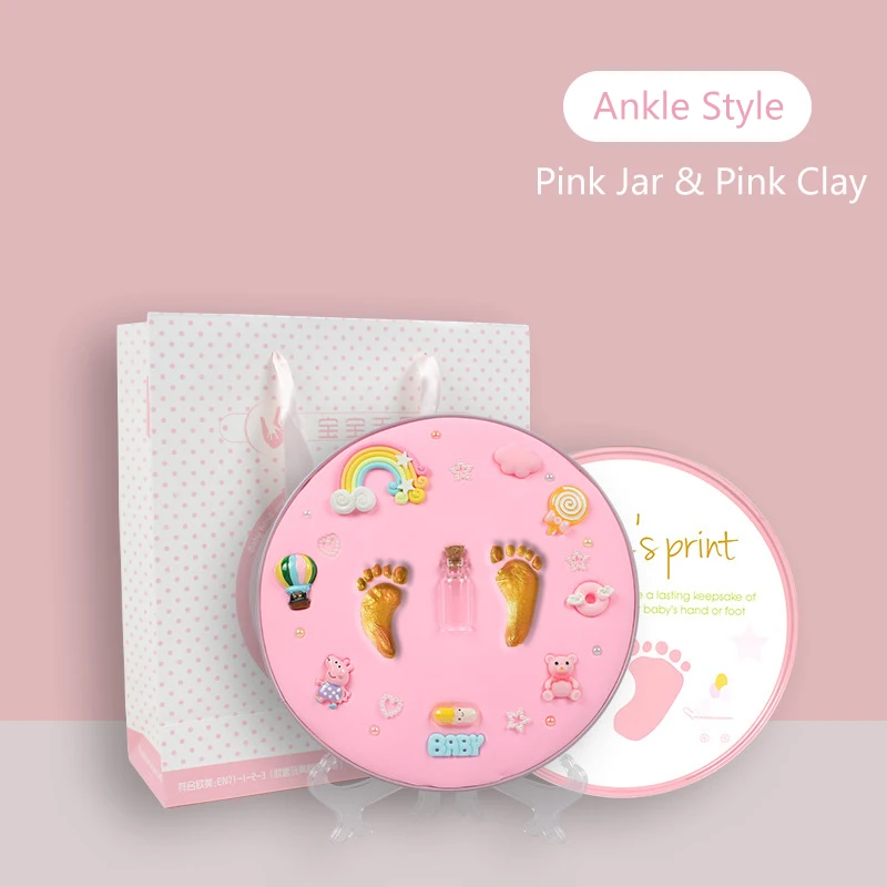 Новинка, подарок для малышей, лепка, глина, ручная Лапка, сделай сам, детская фоторамка, слизи, ручная печать, следы, цветная глина, сувенир для новорожденных, детские товары - Цвет: Ankle - Pink Clay