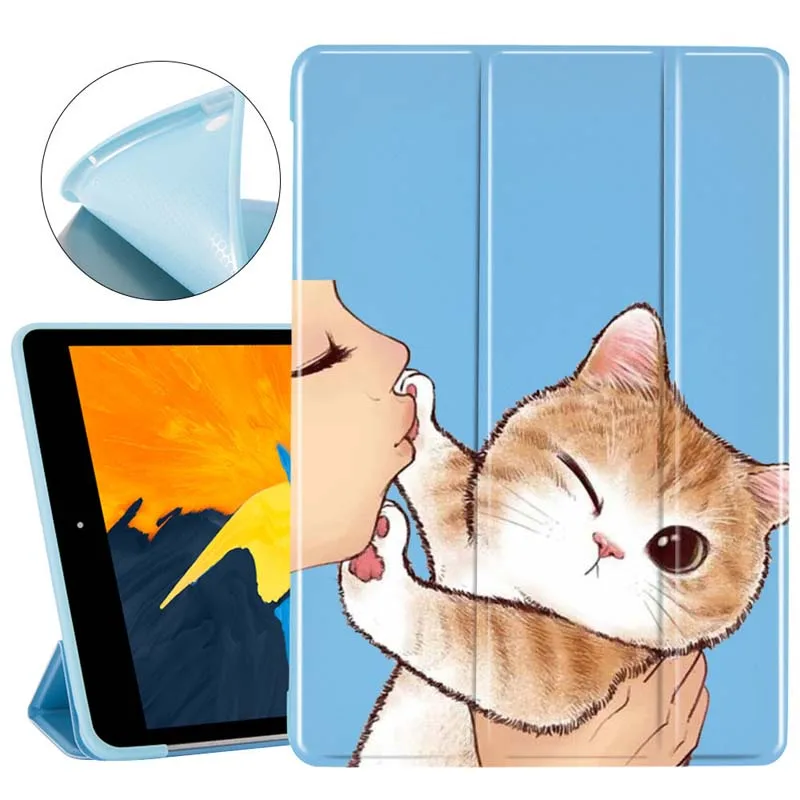 

Kiss Cat Tablet Case for Ipad Mini 2 3 4 Cover Folding Holder Function for Ipad Air 1 2 3 7th Generation 11 Pro 2018 2020