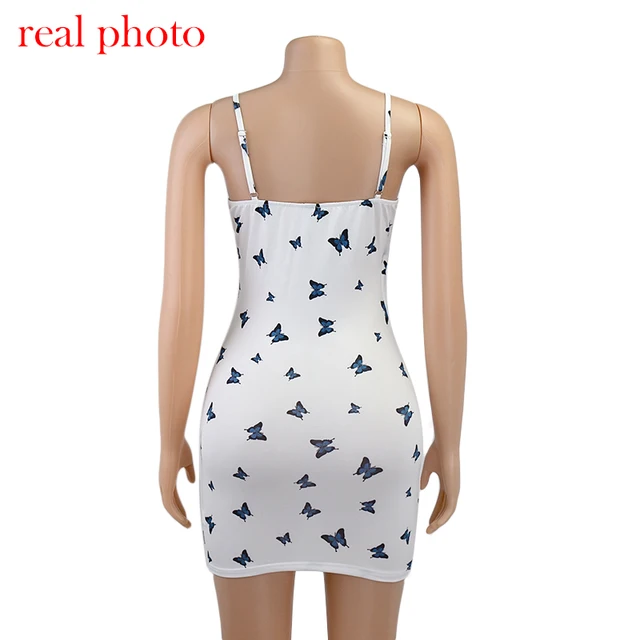 Cryptographic Butterfly Print Fashion Sexy V-Neck Backless Mini Dress Club Party Skinny Short Dresses Bodycon Women's Clothing 6