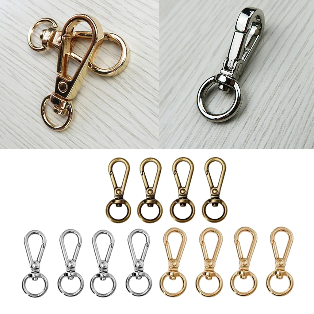 12PCS 360&deg; Swivel Lobster Clasps Clips Snap Hook Craft Handbag Key Accessory