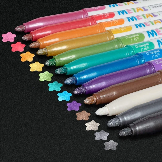 Haile 12 Colors Permanent Paint Pens Metallic Markers Pen