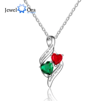 

JewelOra Personalize Necklace Promise Pendant"always my sister forever my friend"Customize Birthstone Anniversary Gift for Women