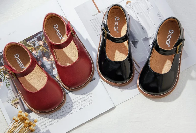 

Girls Shoes Mary Jane Children Genuine Leather Shoes Black Red Shoe Casual Shoe Buckle Princess Student Shoes SandQ 2020 New