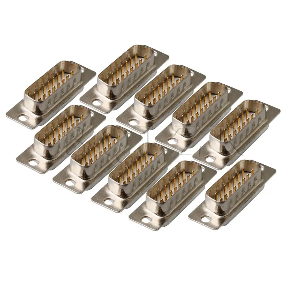 

BQLZR 10 x Silver DB15 Male Connector 2 Rows D-SUB (VGA) Adapter Solder Type