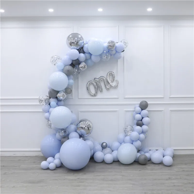 Макарон синий серый пастельные воздушные шары-гирлянды арочный комплект Серебряный День рождения Свадьба детский душ юбилей, вечеринка, украшение