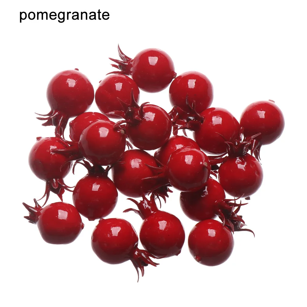 pomegranate 20 шт. мини моделирование фрукты овощи искусственное яблоко персик Чили вишня реалистичные фрукты искусственная ягода игрушки домашний Декор Орнамент - Цвет: pomegranate