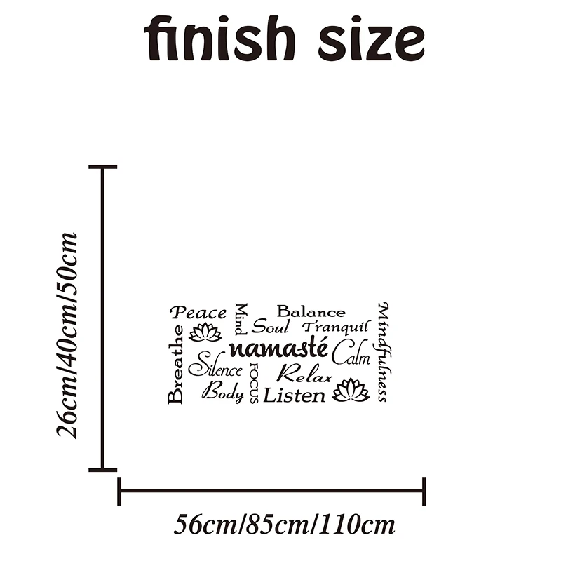 Namaste Yoga  Montage Meditation Lotus Flowers Wall Sticker Bedroom Yoga Room Namaste Lotus Relax Soul Wall Decal Living Room (1)