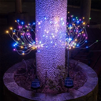 

2 Pack Solar Outdoor Lights DIY IP65 Waterproof Firework Lights 120 LED Copper Wire String Light for Garden/Lawn/Yard