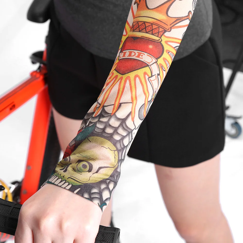 1 Pair Tattoo Arm Suit Unisex Riding Driving UV Protection Sunscreen Equipment Temporary Tattoo Pattern Arm Sleeve Stockings New