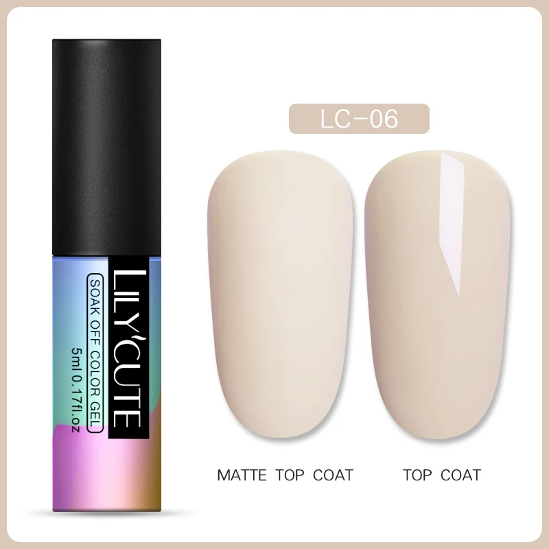 LILYCUTE 5ml Matte Gel Polish Soak Off UV LED Gel Varnish Long Lasting Grey Pure Nail Color UV Nail Gel Varnish DIY Art Design - Цвет: LC-06