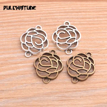 

PULCHRITUDE 16PCS 18*24mm Two Color 2020 New Plant Hollow Flower Connectors Plated Pendants Jewelry Making DIY Handmade Craft