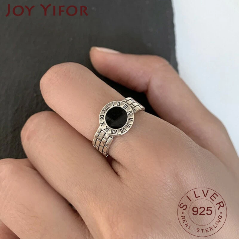 여성용 925 스털링 실버 로마 숫자 반지, INS 패션, 빈티지 펑크 다층 기하학 파티 쥬얼리 선물 