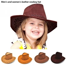 Повседневная ковбойская шляпа в западном стиле, шляпа от солнца, ковбойская детская шляпа, искусственная замша, широкие полями, для отдыха, Хэллоуин, детская шапка, цветная