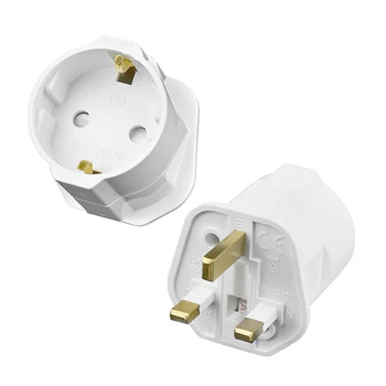 

2pcs Universal Home Charger Conversion Durable Compact Multifuctional EU To UK Travel Outlet Power Adapter Plug Socket Wall
