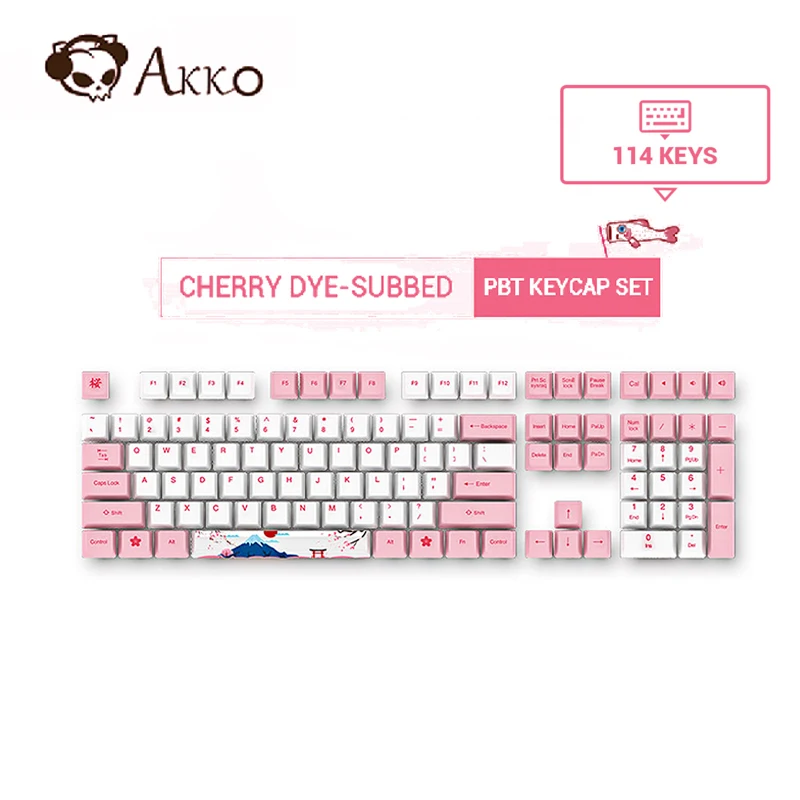 

AKKO Cherry PBT 114 Keys Cherry Dye-Subbed PBT Keycap Set World Tour Series Tokyo Theme Pink Girl For Gaming Mechanical Keyboard