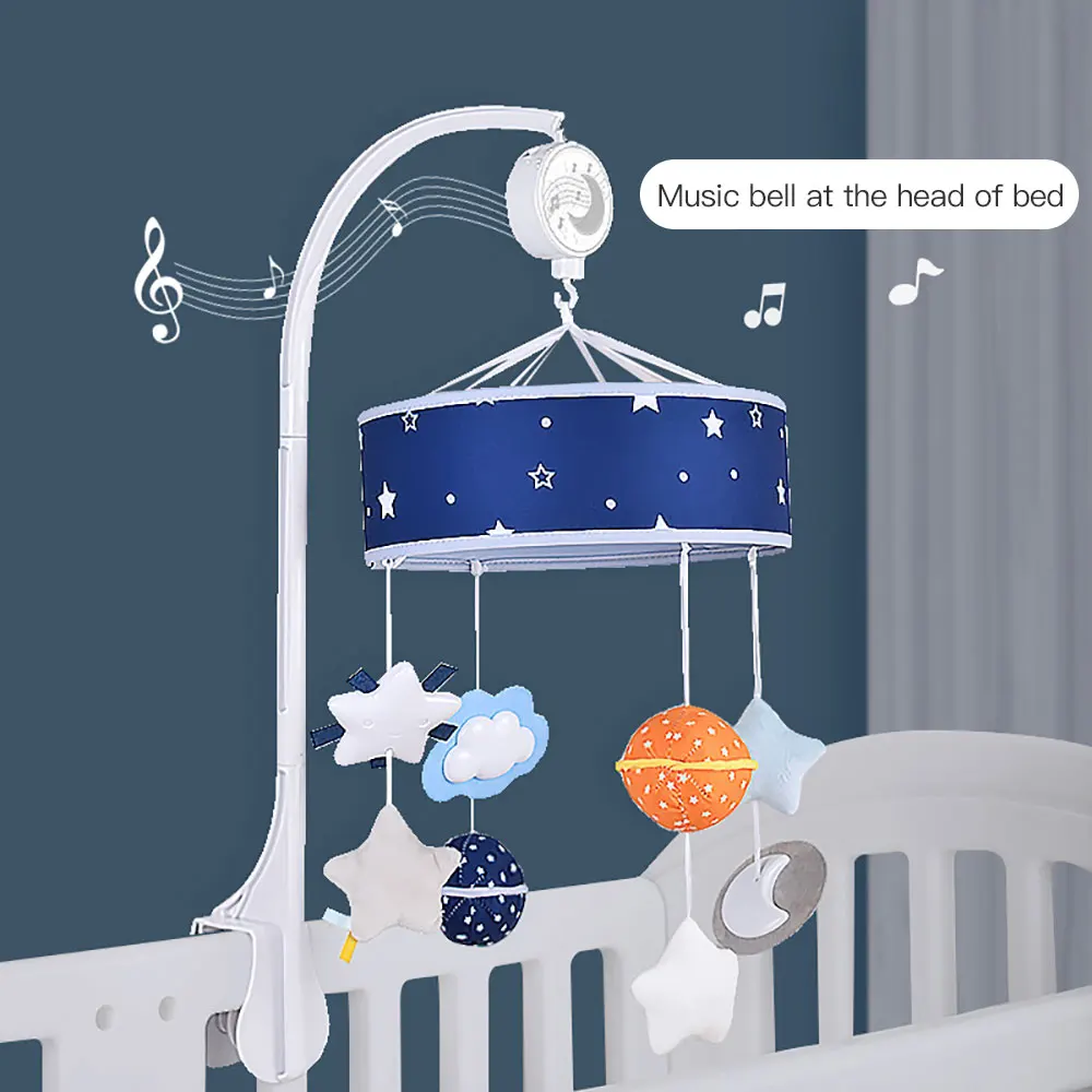 Baby Crib Mobile rotierende musikalische Bett Spielzeug Kindergarten Handys Kinderwagen Aktivität Spielzeug Touch Control Volume mit Musik und Licht für Neugeborene 