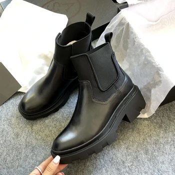

Platform Ankle Boots Women Chunky Heel Platform Short Boots Luxury Brand Designer Chelsea Boots Women Martin boots Winter Shoes