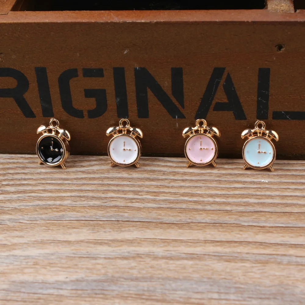 MRHUANG Oil Drop Charms 10pcs/lot Cute Clock Enamel Alloy Pendant fit necklaces bracelets DIY Jewelry Accessories | Украшения и