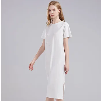 

Loose white embroidered shirt feminine mid-length dress 2020 summer new two-piece yosucoun