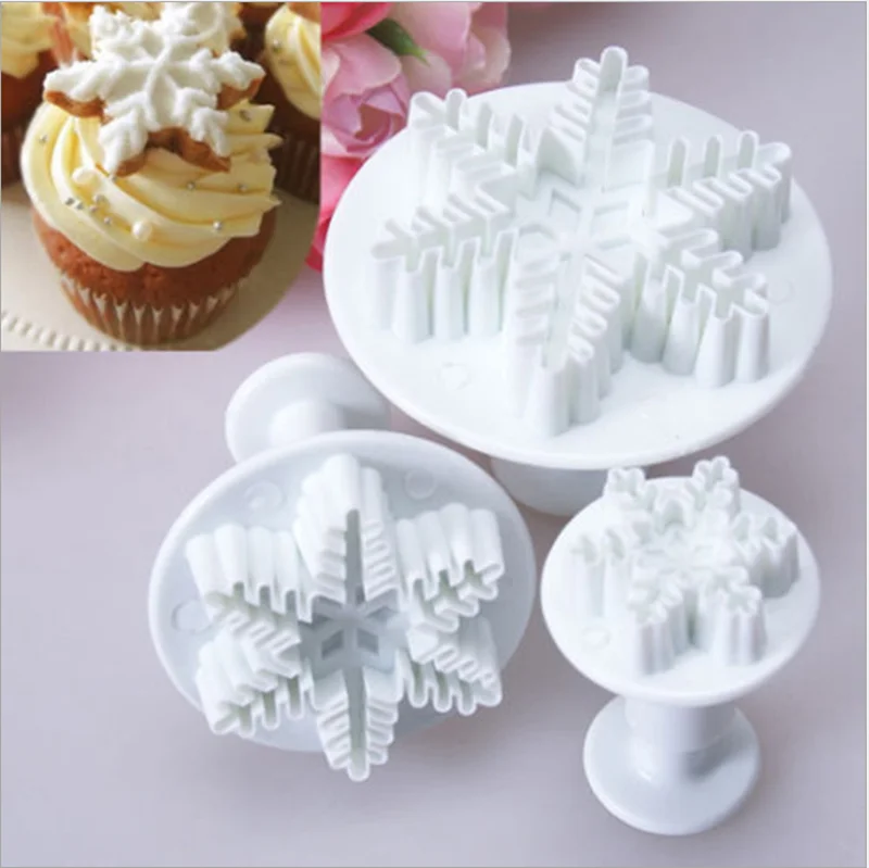 Рождественская Снежинка печенья форма для fondant (сахарная) сахара поршень