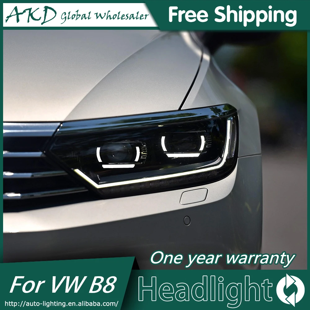AKD автостайлинг фара для VW Passat B8 EUR Verson 2016 2017 фары светодиодный ные DRL H7 D2H Hid