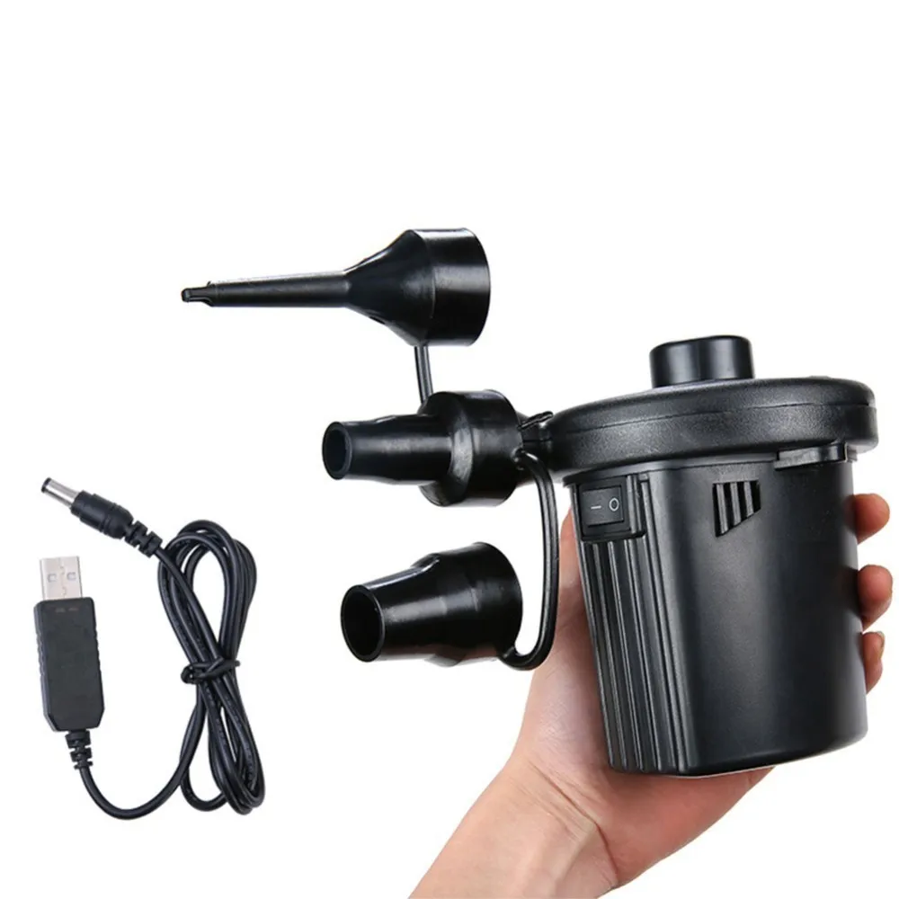 

USB Rechargeable Electric Air Pumb For Camping Bed Inflate Deflate Pumps Inflatable Boat Mattress Car Inflator With 3 Nozzles