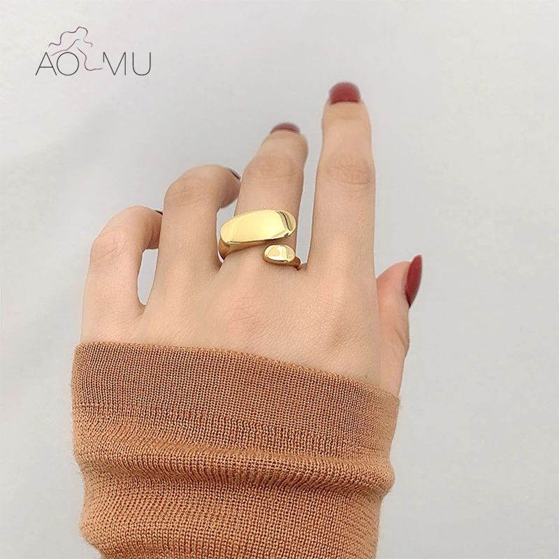 AOMU 2020 Новые Нерегулярные круглые латунные золотые блестящие простые