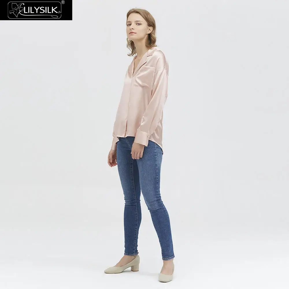 LilySilk Базовая шелковая рубашка без планки Женская Новая