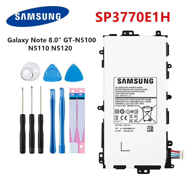

SAMSUNG Orginal Tablet SP3770E1H battery 4600mAh For Samsung Galaxy Note 8.0" GT-N5100 N5110 N5120 Tablet Batteria +Tools