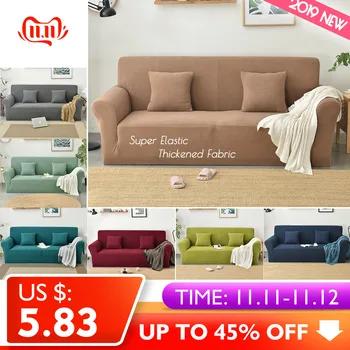 

Polar Fleece Slipcover Sofa Solid Color Couch Cover Elastic full sofa Cover 1/2/3/4 seater Stretch Pillow Case Chair Covers Pine