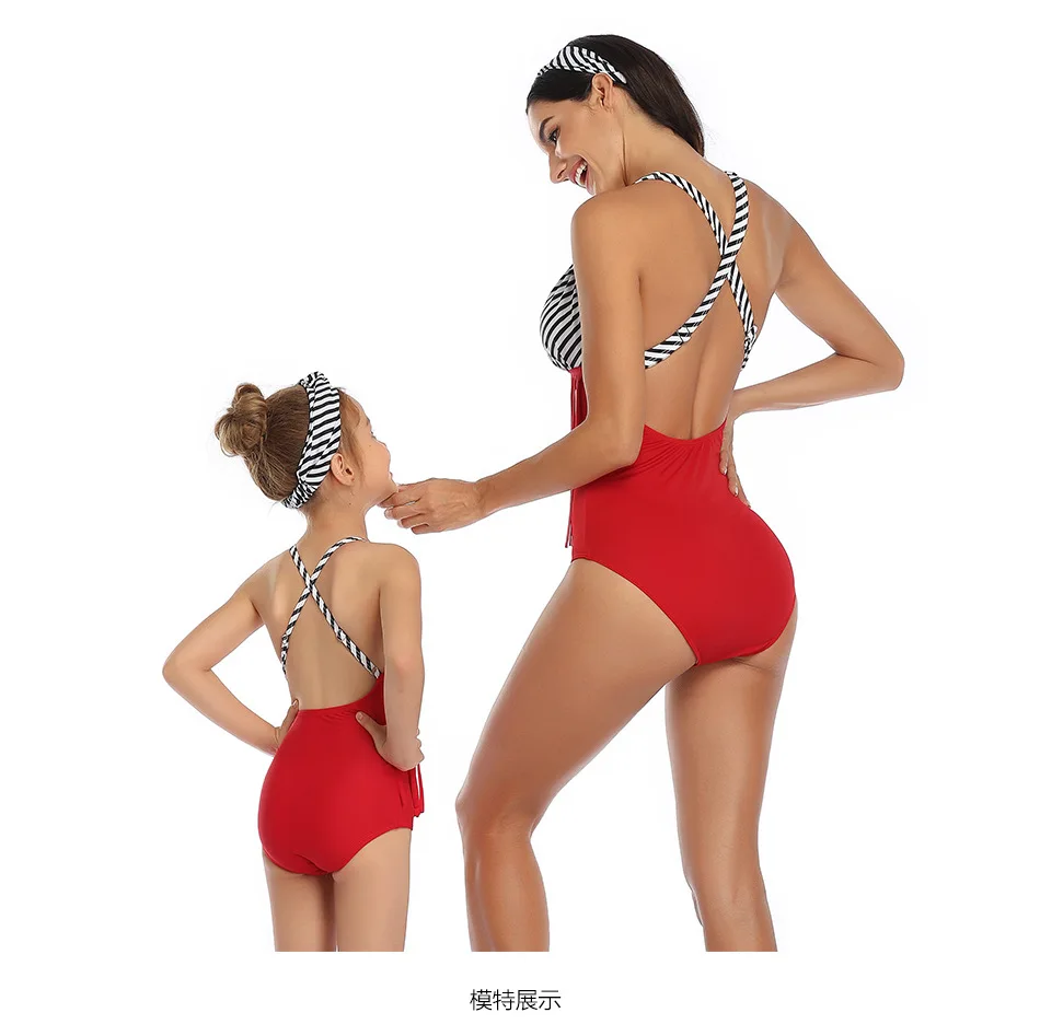 Для мамы и ребенка с кисточками костюм из 2 вещей купальник 2020 Винтаж принт