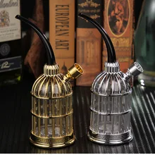 Серебряный Птичья Клетка Форма креативный кальян кожаный трубчатый фильтр Держатель для сигарет полный набор водопровод портативный Здоровья Металлический Трубчатый фильтр