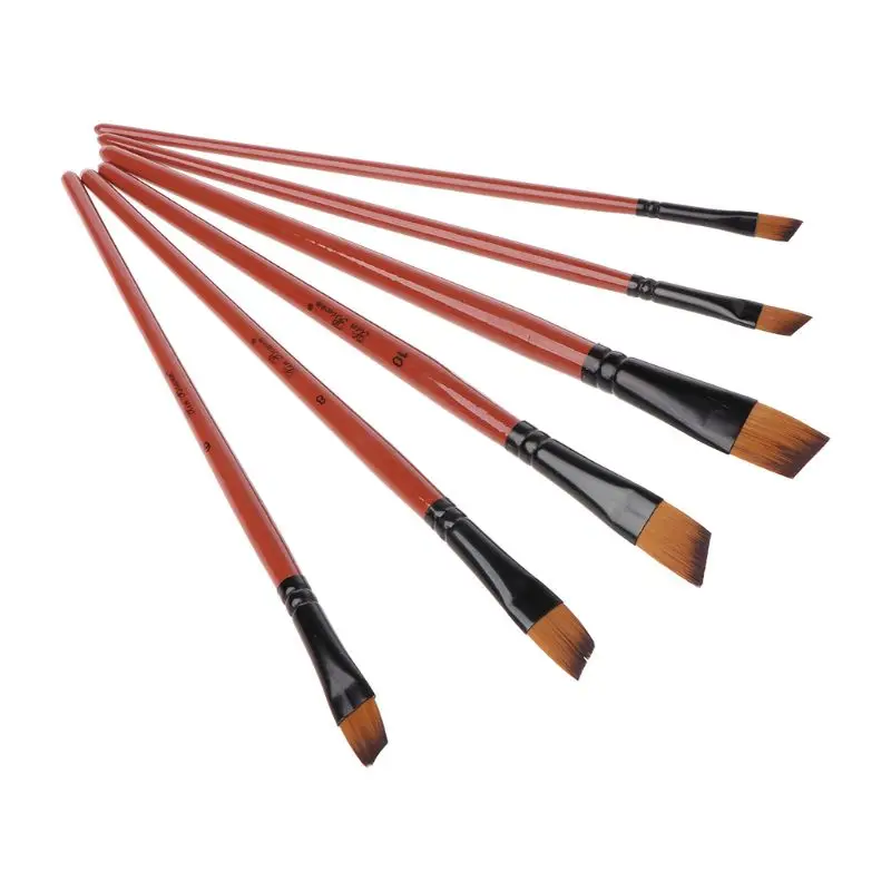 6 Pack Nylon Brush Brown Rod Watercolor Brush Set Four Peaks Optional Watercolor Oil Painting Brush Writing Brush